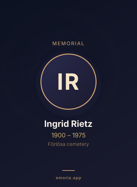 Memorial portrait of Ingrid Rietz