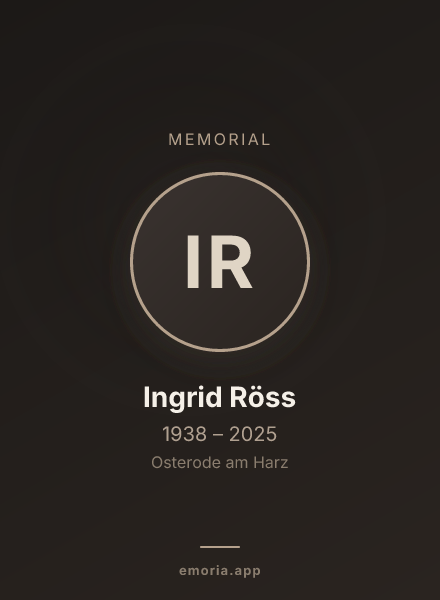 Memorial portrait of Ingrid Röss
