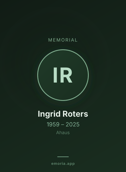 Memorial portrait of Ingrid Roters