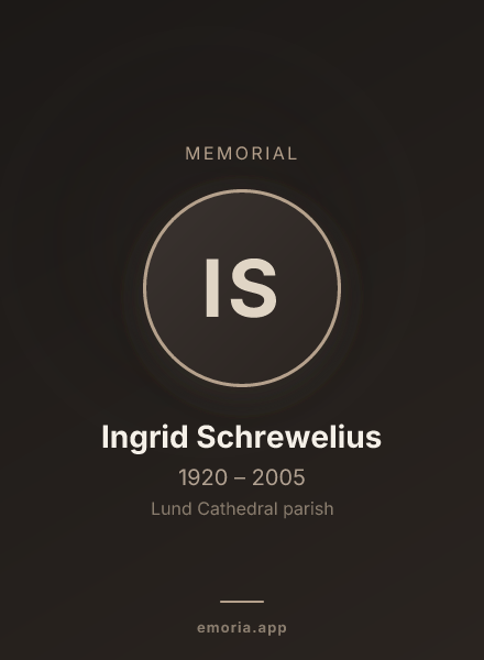 Memorial portrait of Ingrid Schrewelius