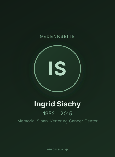 Gedenkportrait von Ingrid Sischy