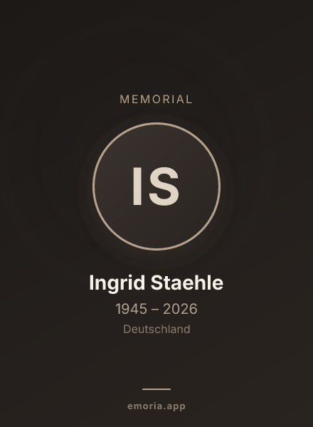 Memorial portrait of Ingrid Staehle
