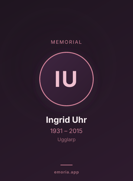 Memorial portrait of Ingrid Uhr