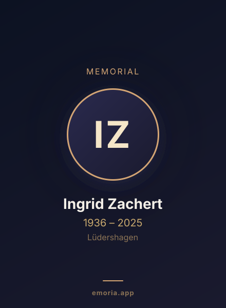Memorial portrait of Ingrid Zachert