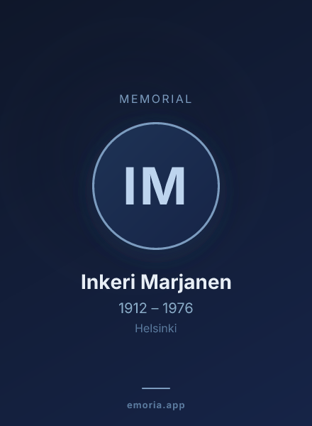 Memorial portrait of Inkeri Marjanen