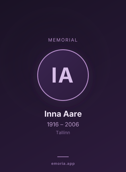 Memorial portrait of Inna Aare