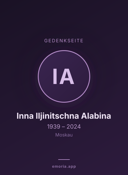 Gedenkportrait von Inna Iljinitschna Alabina