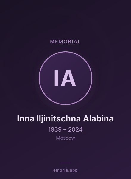 Memorial portrait of Inna Iljinitschna Alabina