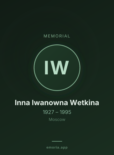 Memorial portrait of Inna Iwanowna Wetkina