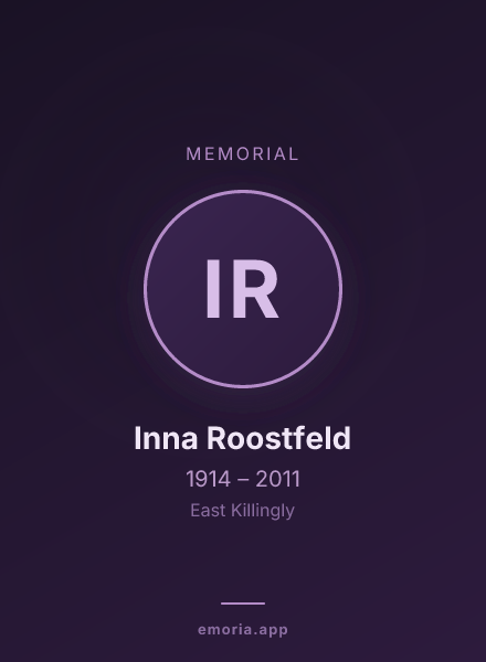 Memorial portrait of Inna Roostfeld
