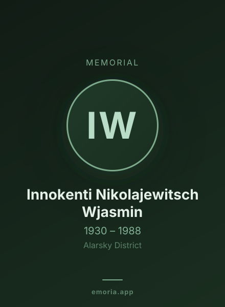 Memorial portrait of Innokenti Nikolajewitsch Wjasmin