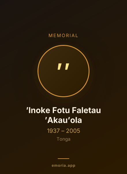 Memorial portrait of ’Inoke Fotu Faletau ’Akau’ola