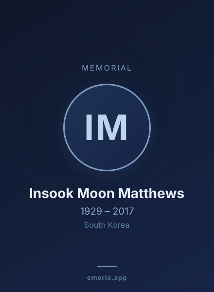Memorial portrait of Insook Moon Matthews