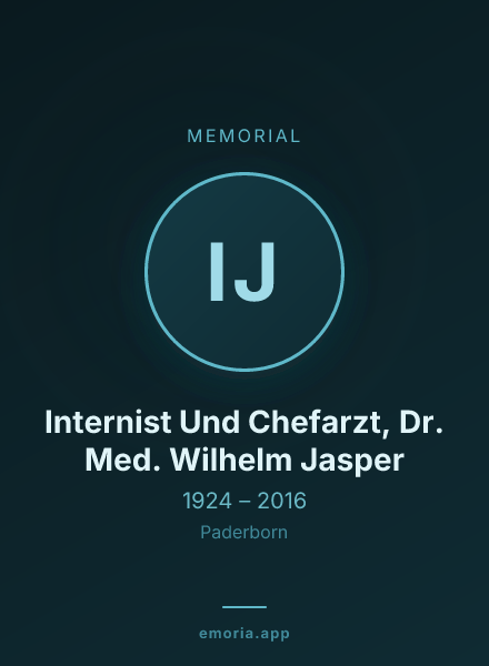 Memorial portrait of Internist Und Chefarzt, Dr. Med. Wilhelm Jasper
