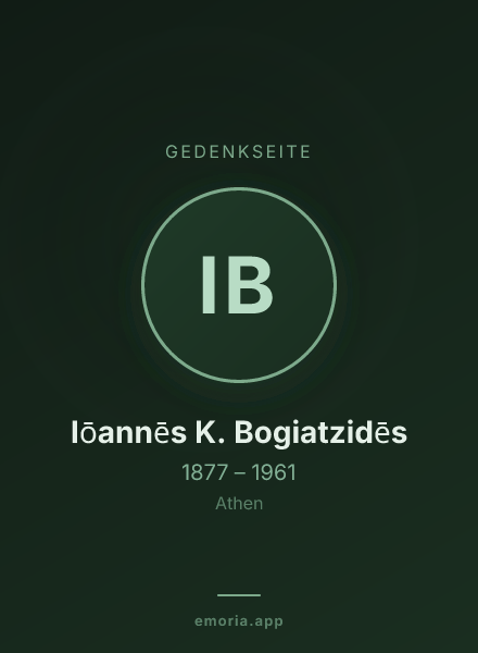 Gedenkportrait von Iōannēs K. Bogiatzidēs