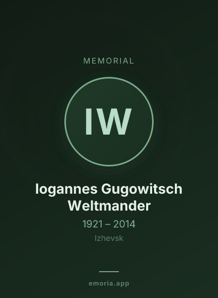 Memorial portrait of Iogannes Gugowitsch Weltmander