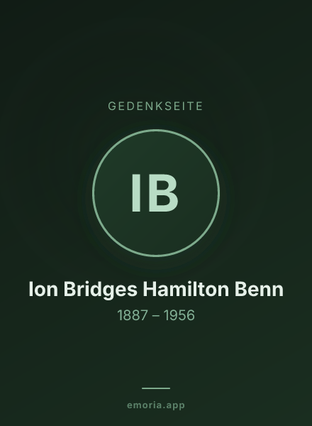 Gedenkportrait von Ion Bridges Hamilton Benn