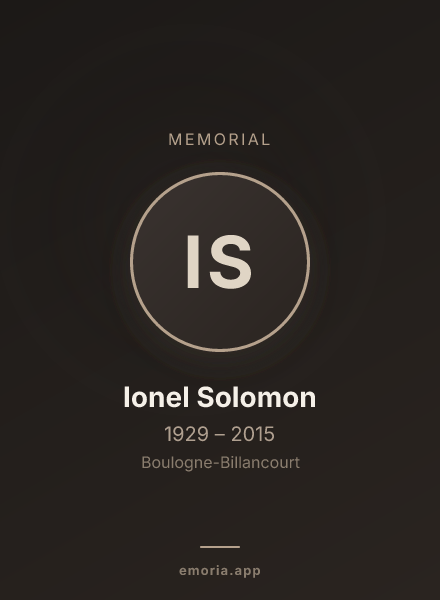 Memorial portrait of Ionel Solomon