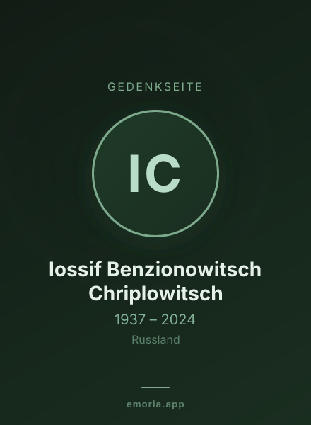 Gedenkportrait von Iossif Benzionowitsch Chriplowitsch