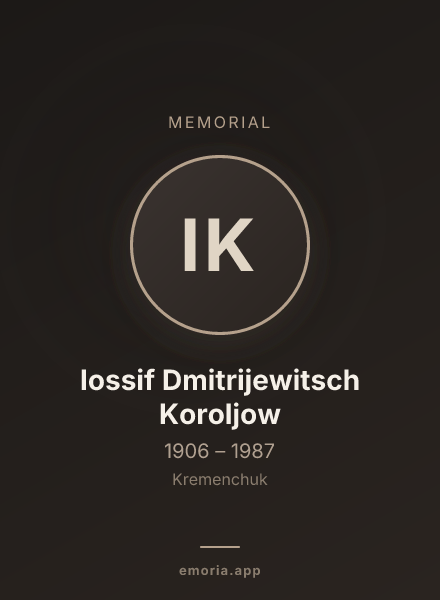 Memorial portrait of Iossif Dmitrijewitsch Koroljow