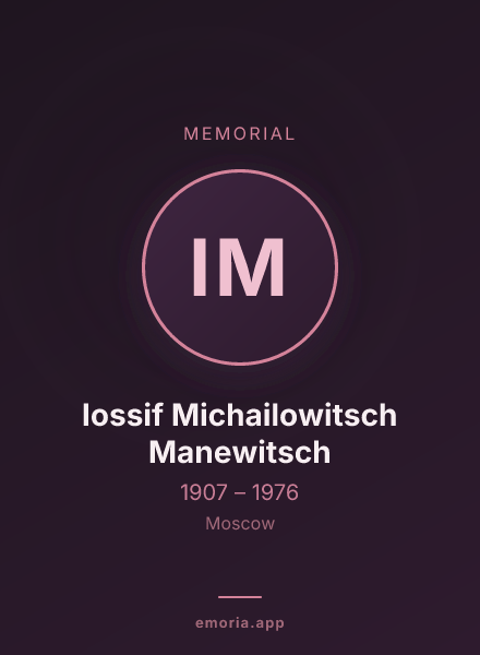 Memorial portrait of Iossif Michailowitsch Manewitsch