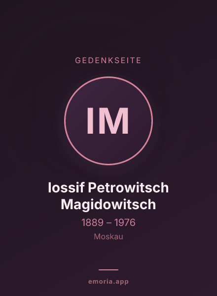 Gedenkportrait von Iossif Petrowitsch Magidowitsch