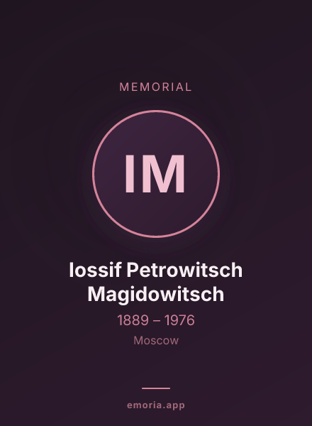 Memorial portrait of Iossif Petrowitsch Magidowitsch
