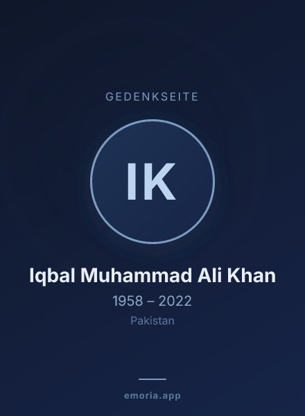 Gedenkportrait von Iqbal Muhammad Ali Khan