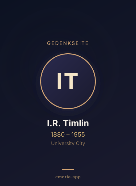 Gedenkportrait von I.R. Timlin