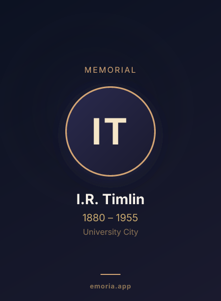 Memorial portrait of I.R. Timlin
