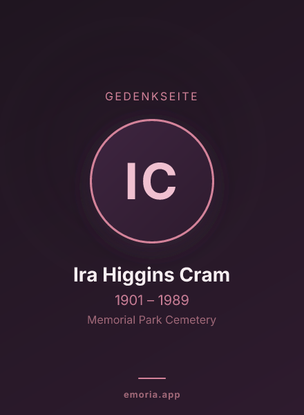 Gedenkportrait von Ira Higgins Cram
