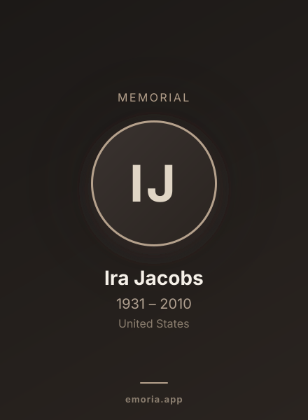 Memorial portrait of Ira Jacobs