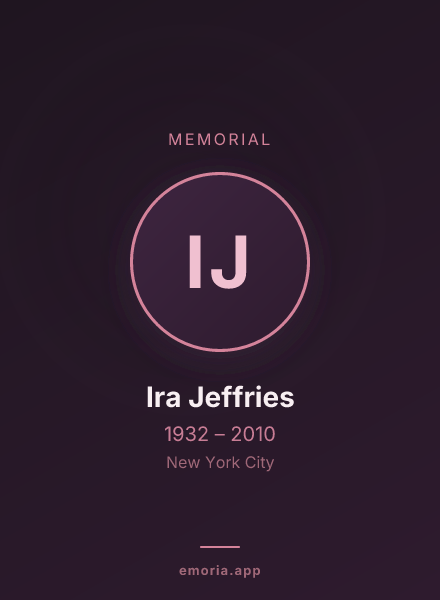 Memorial portrait of Ira Jeffries
