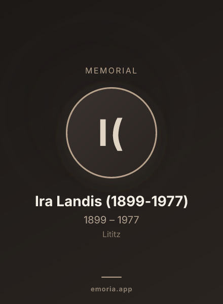Memorial portrait of Ira Landis (1899-1977)