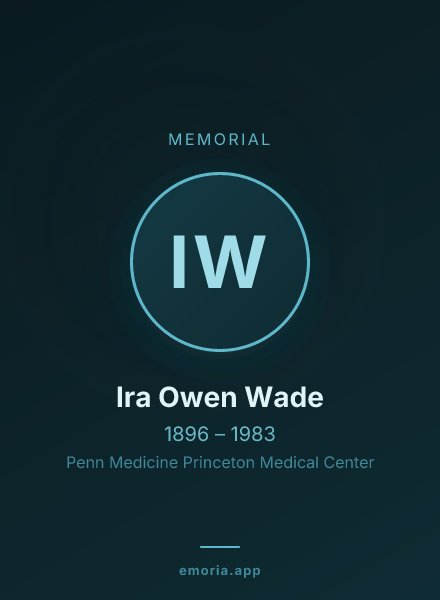 Memorial portrait of Ira Owen Wade