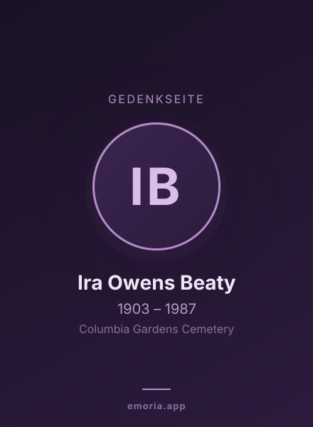 Gedenkportrait von Ira Owens Beaty