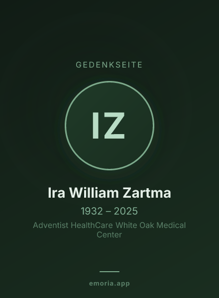 Gedenkportrait von Ira William Zartma