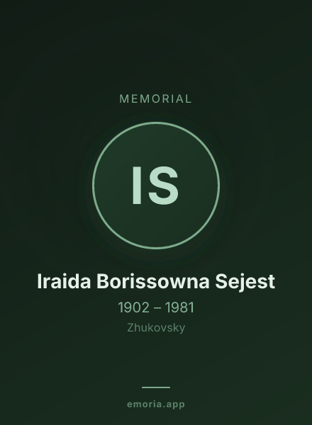 Memorial portrait of Iraida Borissowna Sejest