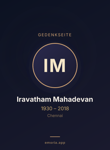 Gedenkportrait von Iravatham Mahadevan