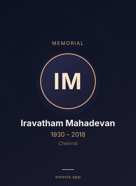 Memorial portrait of Iravatham Mahadevan