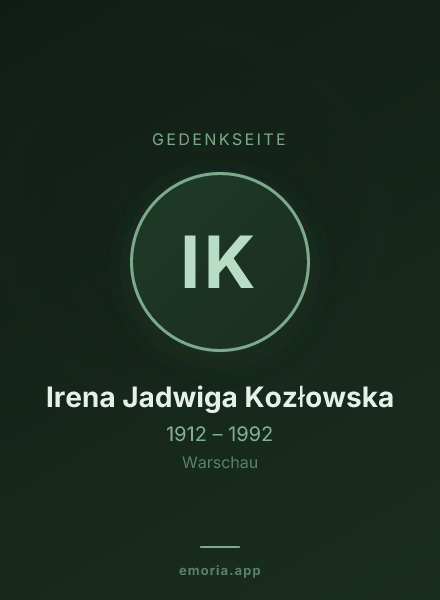 Gedenkportrait von Irena Jadwiga Kozłowska