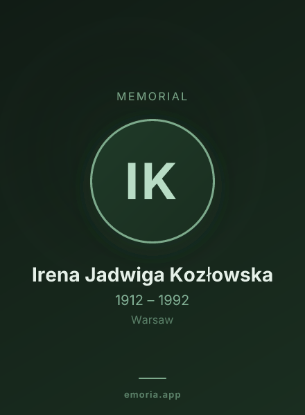 Memorial portrait of Irena Jadwiga Kozłowska