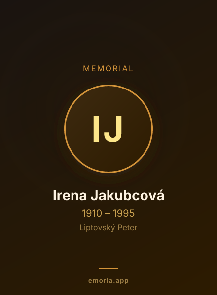 Memorial portrait of Irena Jakubcová
