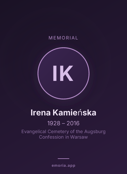 Memorial portrait of Irena Kamieńska