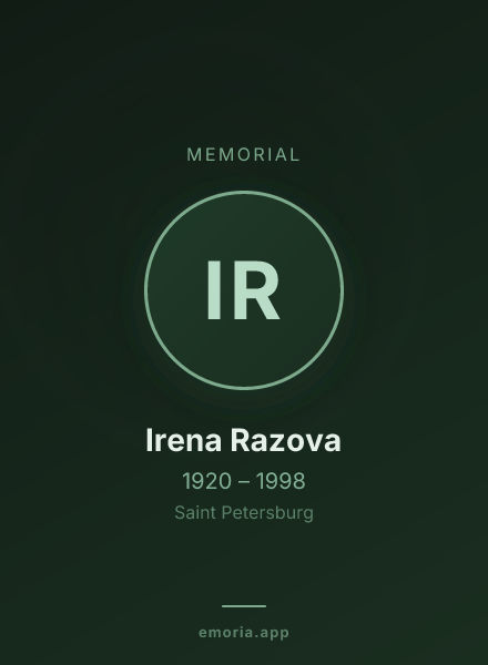 Memorial portrait of Irena Razova