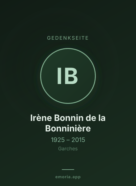 Gedenkportrait von Irène Bonnin de la Bonninière