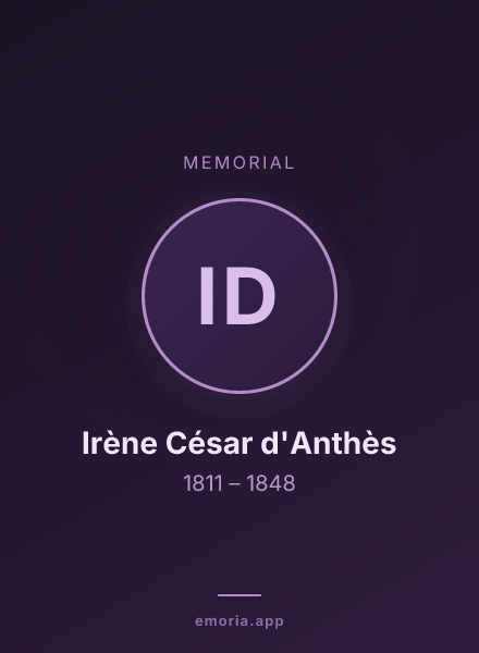 Memorial portrait of Irène César d'Anthès