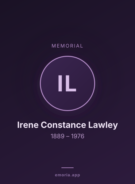 Memorial portrait of Irene Constance Lawley