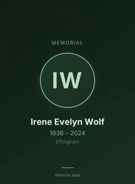 Memorial portrait of Irene Evelyn Wolf