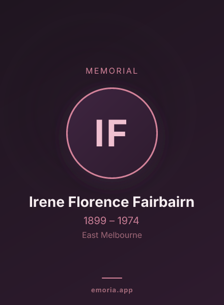 Memorial portrait of Irene Florence Fairbairn